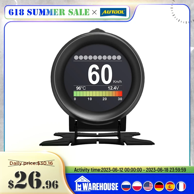 AUTOOL X60 OBD2 Car Digital Speedmeter Meter OBD Onboard Computer Car