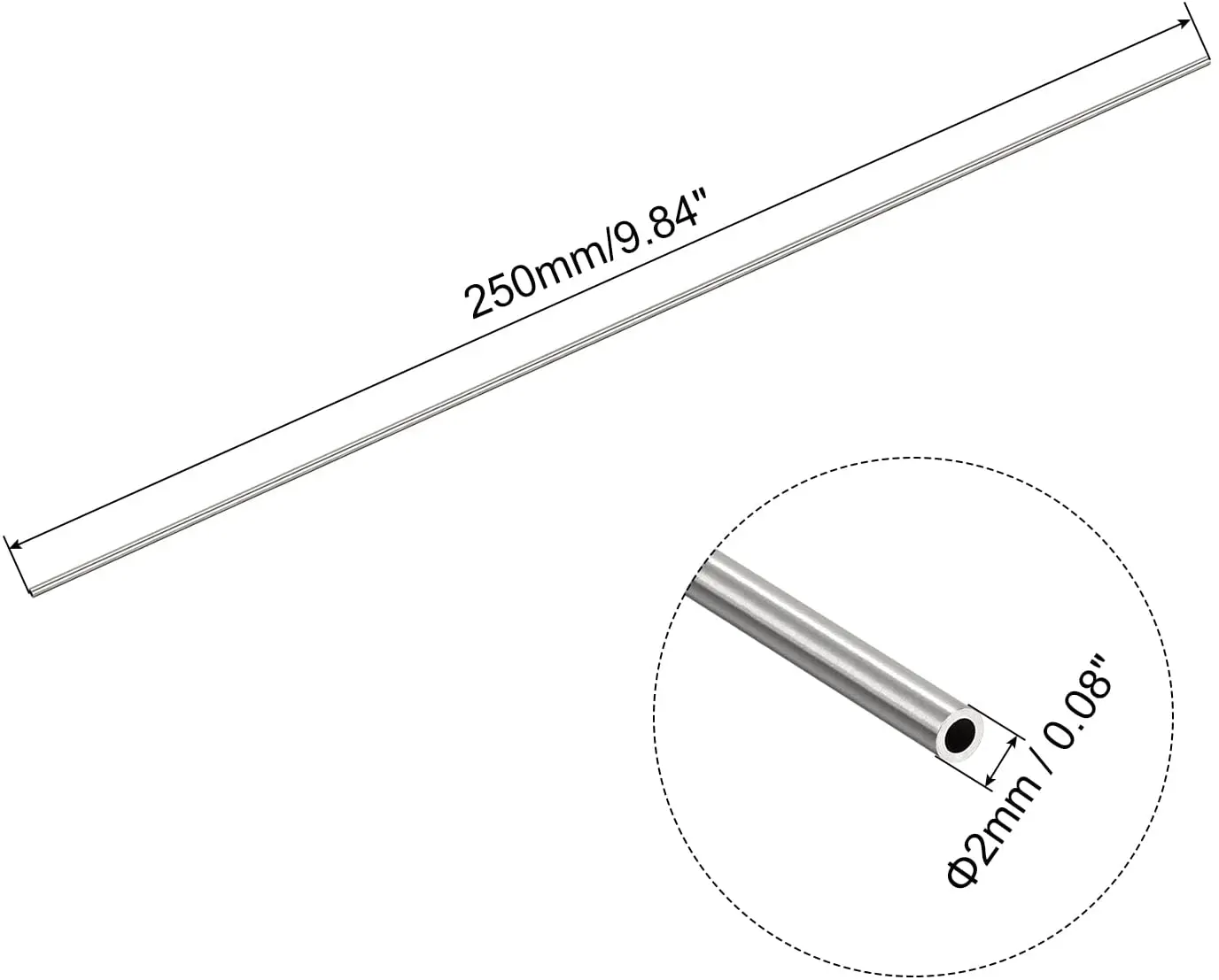 Stainless Steel Tube 304 OD1/1.5/2/3/5/6/8/10/12mm Straight Tube Length 250/500mm Capillary stainless steel tube