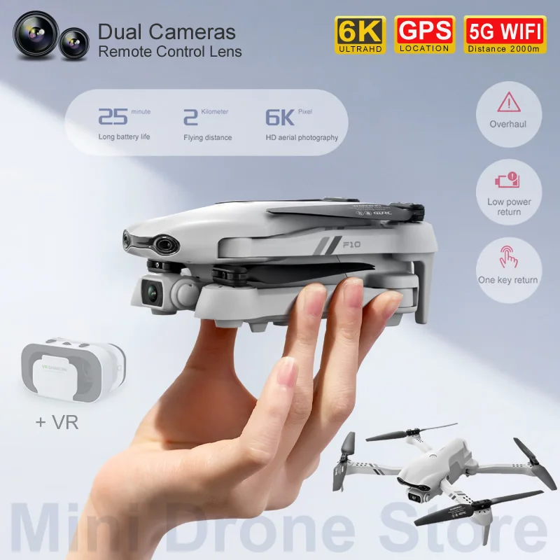 F10 RC 헬리콥터 선물 GPS 드론 VR 4K/6K HD 스마트 나를 따르세요..