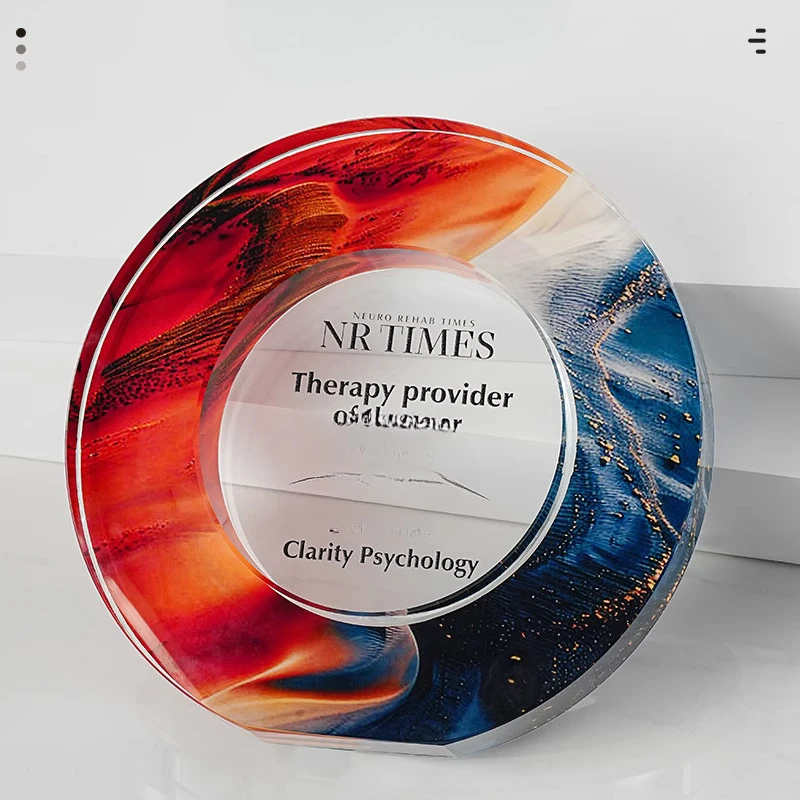 Customized Rotundity Crystal Trophy Color Printing Sports Annual Meeting Award Outstanding Employee Souvenir Home Decoration 1Pc