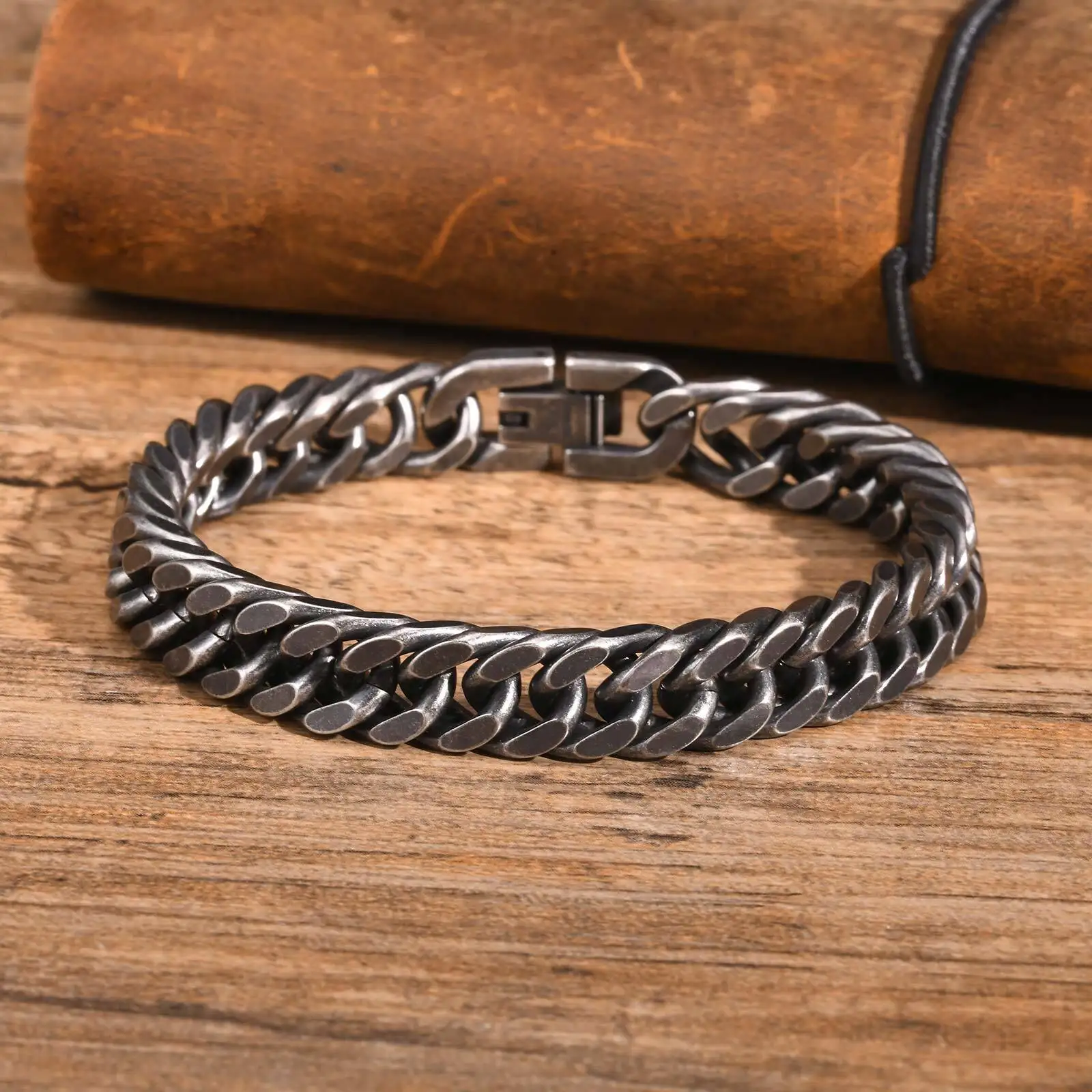 Stainless Steel Jewelry Thick Heavy Cuban Chain Men Bracelets Wristband For Dad Boyfriend Valentine's Day Gift