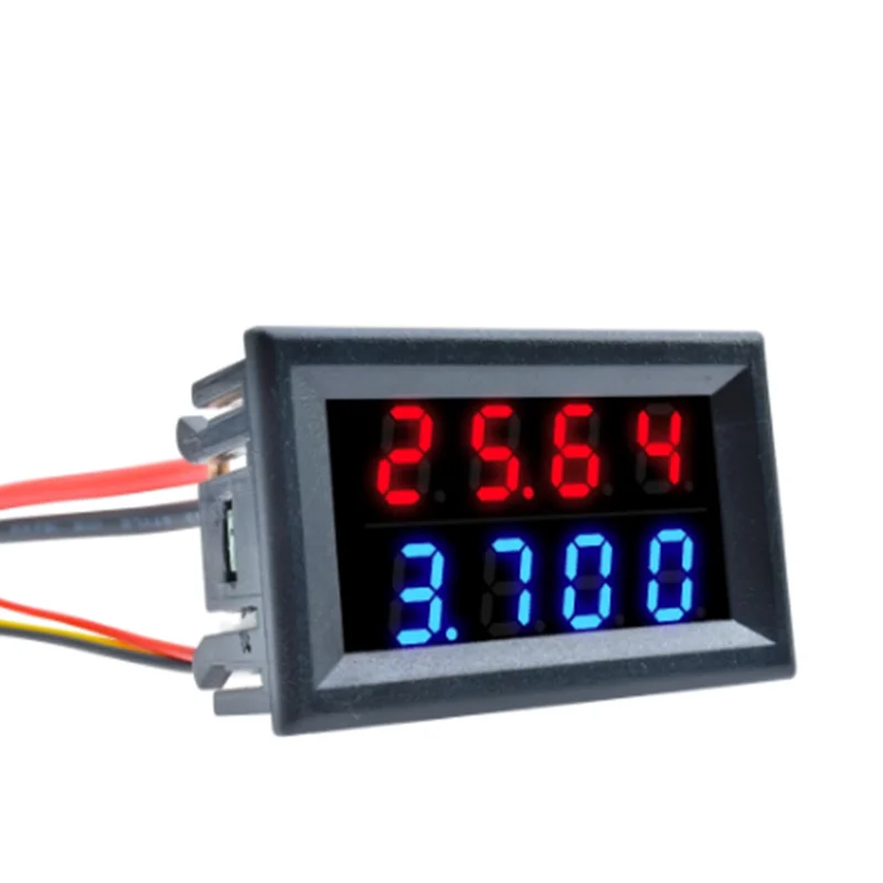 electronic micrometer DC 100V 10A 50A 100A Mini Digital Voltmeter Ammeter 4 Bit 5 Wires Voltage Current Meter Tester Blue Red Dual LED Display 0-100V height measurement device