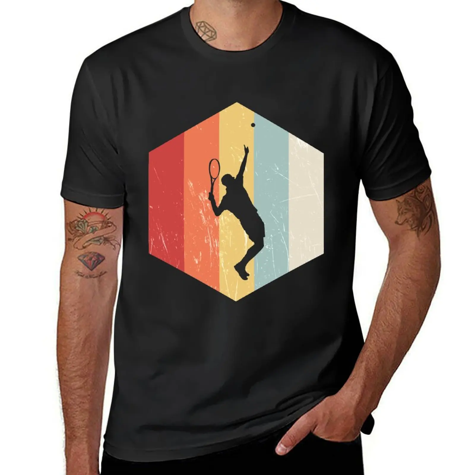 

Tennis Retro Distressed Style T-Shirt summer top heavyweights boys animal print fruit of the loom mens t shirts
