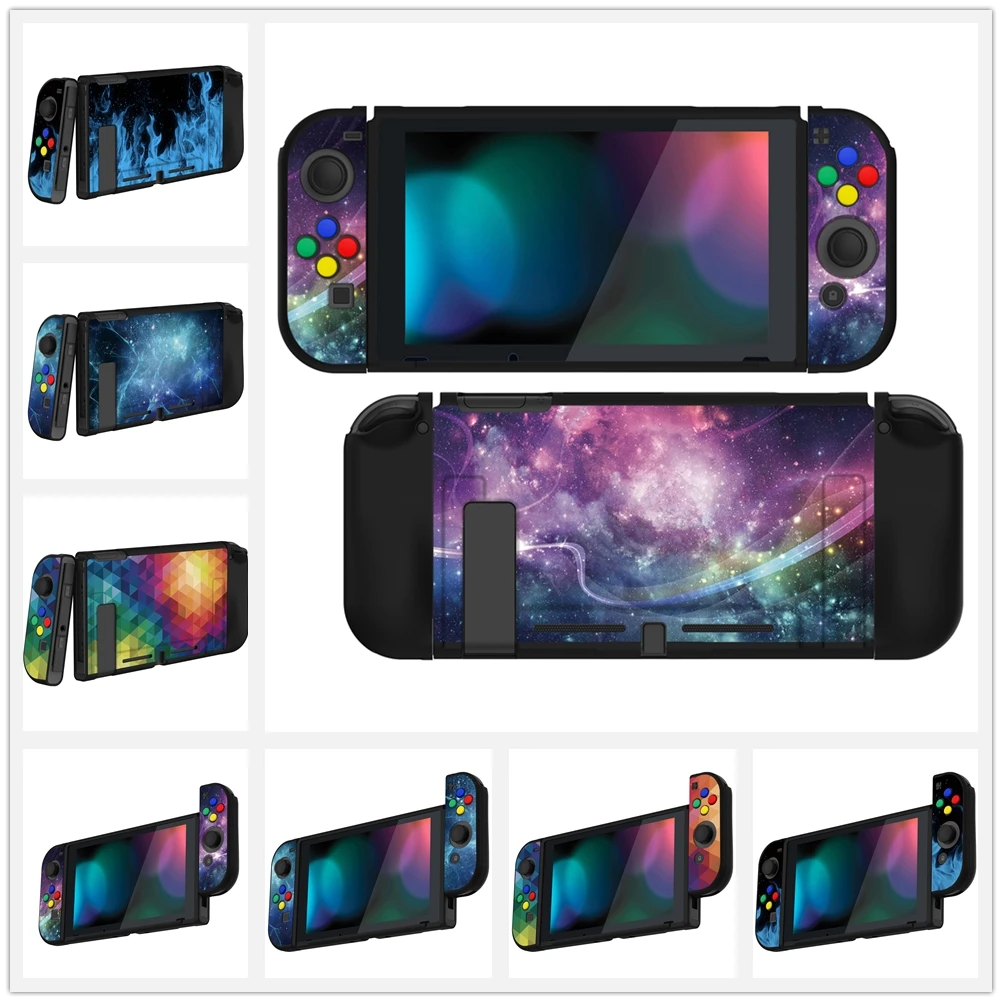 

PlayVital Soft TPU Protective Slim Case Cover with Colorful ABXY Direction Button Caps for NS Switch JoyCon Console