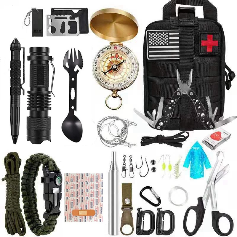 Kit de primeros auxilios de supervivencia, 251 piezas, bolsa de primeros  auxilios táctica compacta para trauma, bolsa de emergencia compatible con