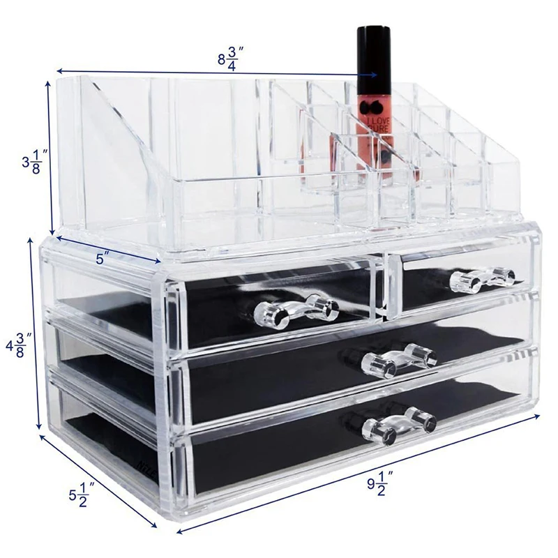 Acrylic Transparent Nail Polish Eyebrow Pencil Display Stand Makeup Plastic Cosmetics Storage Box