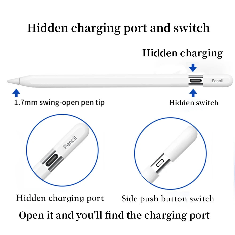 Carregador Magnético para Lápis Ipad Rejeição de Palma Caneta Inclinável Usb-c Apple Pencil 32 2023 2023 2023 20232023 - Imagem 2