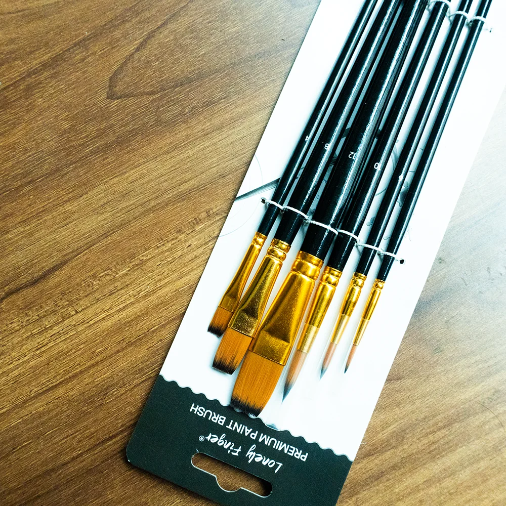 6-Piece Soft Nylon Paint Brush Set for Watercolor, Oil, and Acrylic