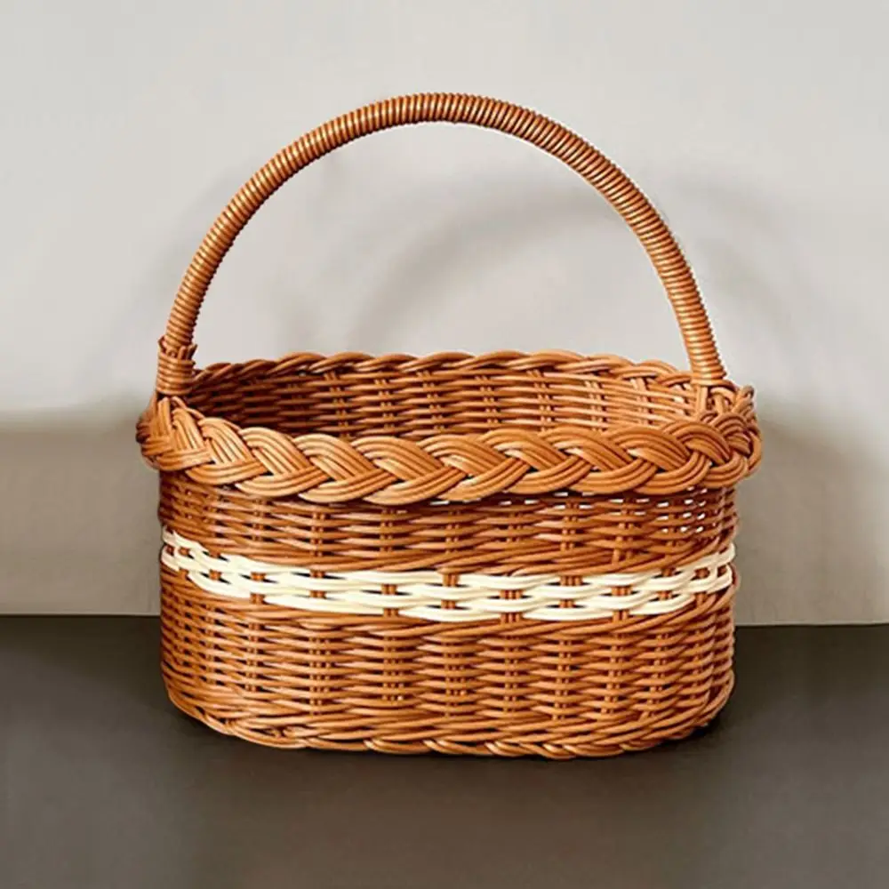 Willow Rattan Flower Basket Small Storage with Handle Sturdy Flower Arrangement Basket Fruit Handmade Rattan Basket Picnic 4
