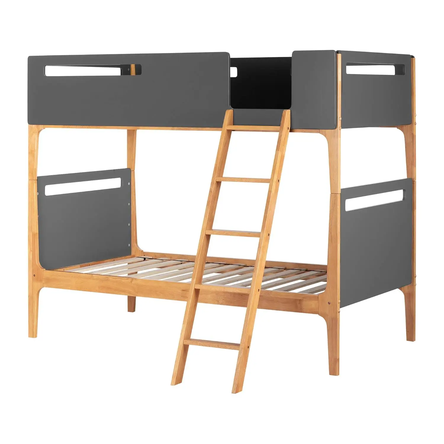 South Shore Bebble Bunk Bed, Twin, Charcoal Gray and Exotic Wood 3
