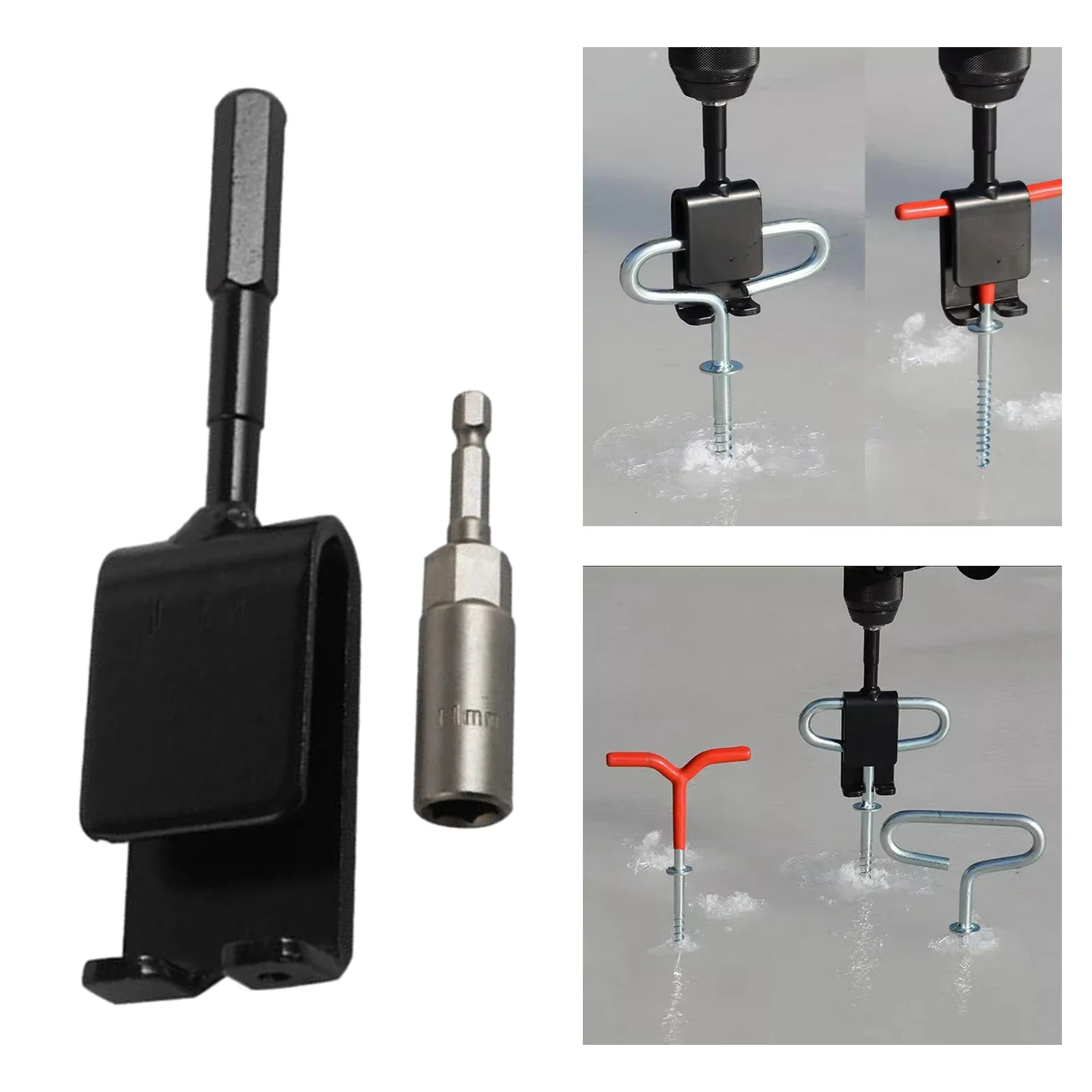 New Ice Anchor Drill Adapter Sleeve Setting Ice Fishing Shelter Tent Placing Anchors Outdoor Fixation of Nail Bracket ice anchor drill adapter