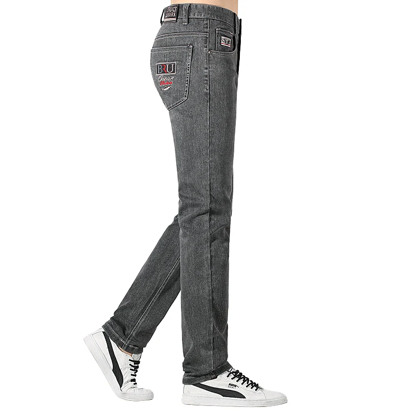 New Men's Winter Black Jeans Thicken Full Mid Waist Jeans for Man Bruce&Shark Fashion Casual Straight Leg Loose Fit Big Size 42 4