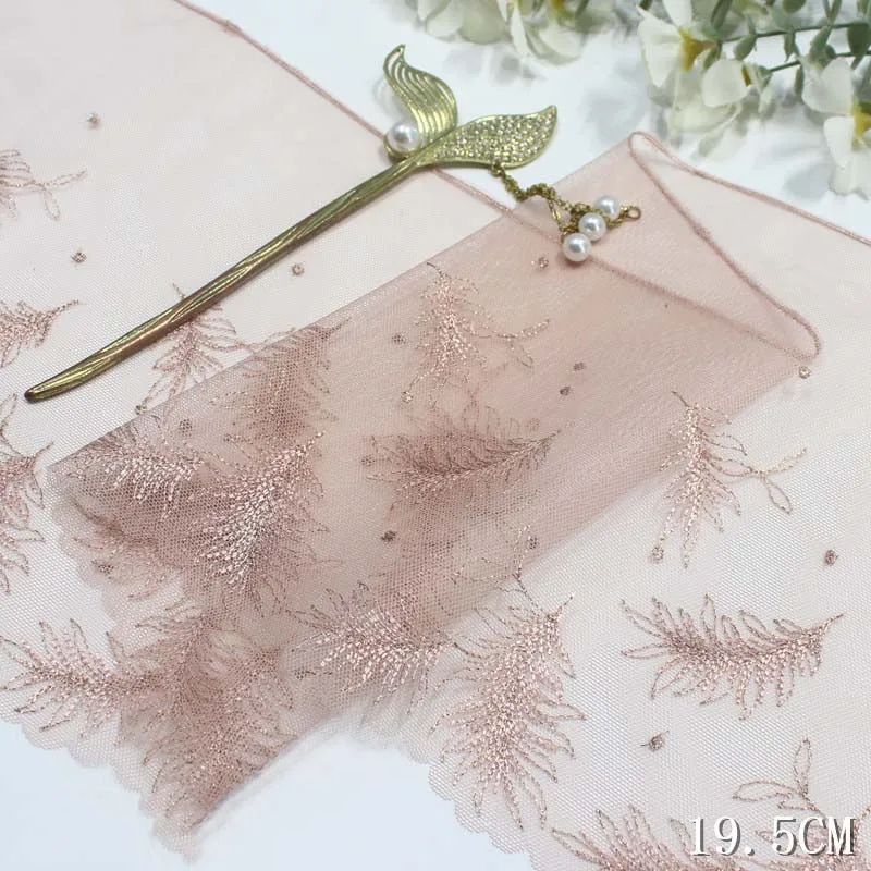 

60Yards Leaf Black Embroidered Mesh Lace Trimmings Dress Accessories Lace Sewing Crafts Fabrics 19.5cm