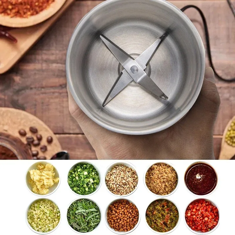 Electric Coffee Grinder Spice Herb Grinder with 1 stainless steel blade removable, 200W motor efficient grinding, for vanil