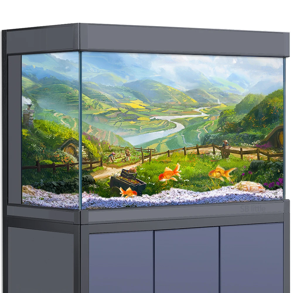 Decorazione Adesiva Di Sfondo Dell'Acquario Per Acquari, Hobbit Middle Magic Nature Hd 3D Poster 5-55 Gallon Rettile Habitat