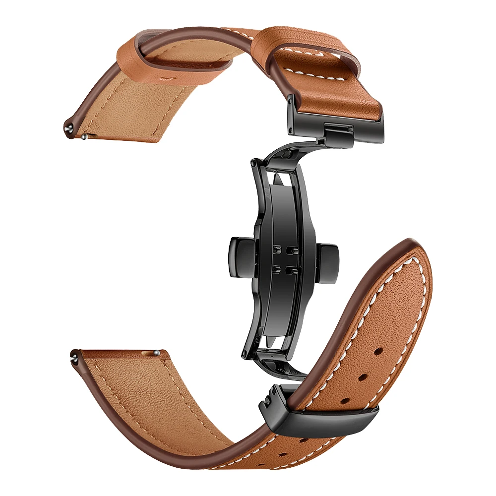 Genuine Cow Leather Watchband Quick Release Watch Strap Band Bracelets Belt Black Brown Butterfly Buckle Replacement 20mm 22mm for maurice lacroix eliros watchband first layer calfskin 20mm 22mm with folding buckle black brown cow genuine leather strap