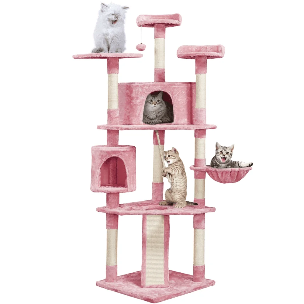 79MultilevelCatTreeCondoCatTowerPinkCatSuppliesCatClimbing