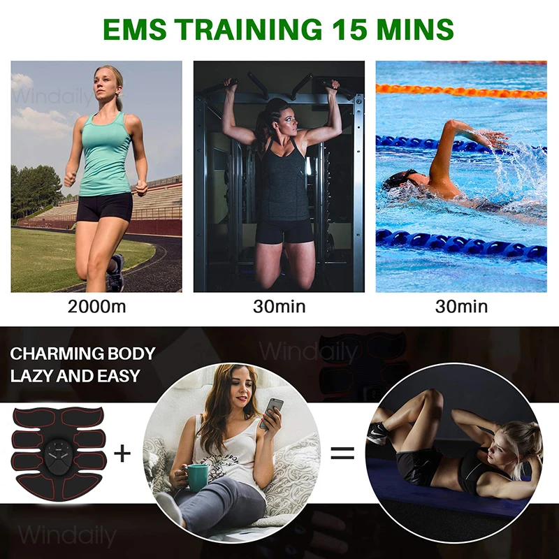 EMS Muscle Stimulator Abdominal Training Electric Body Weight Loss Dev