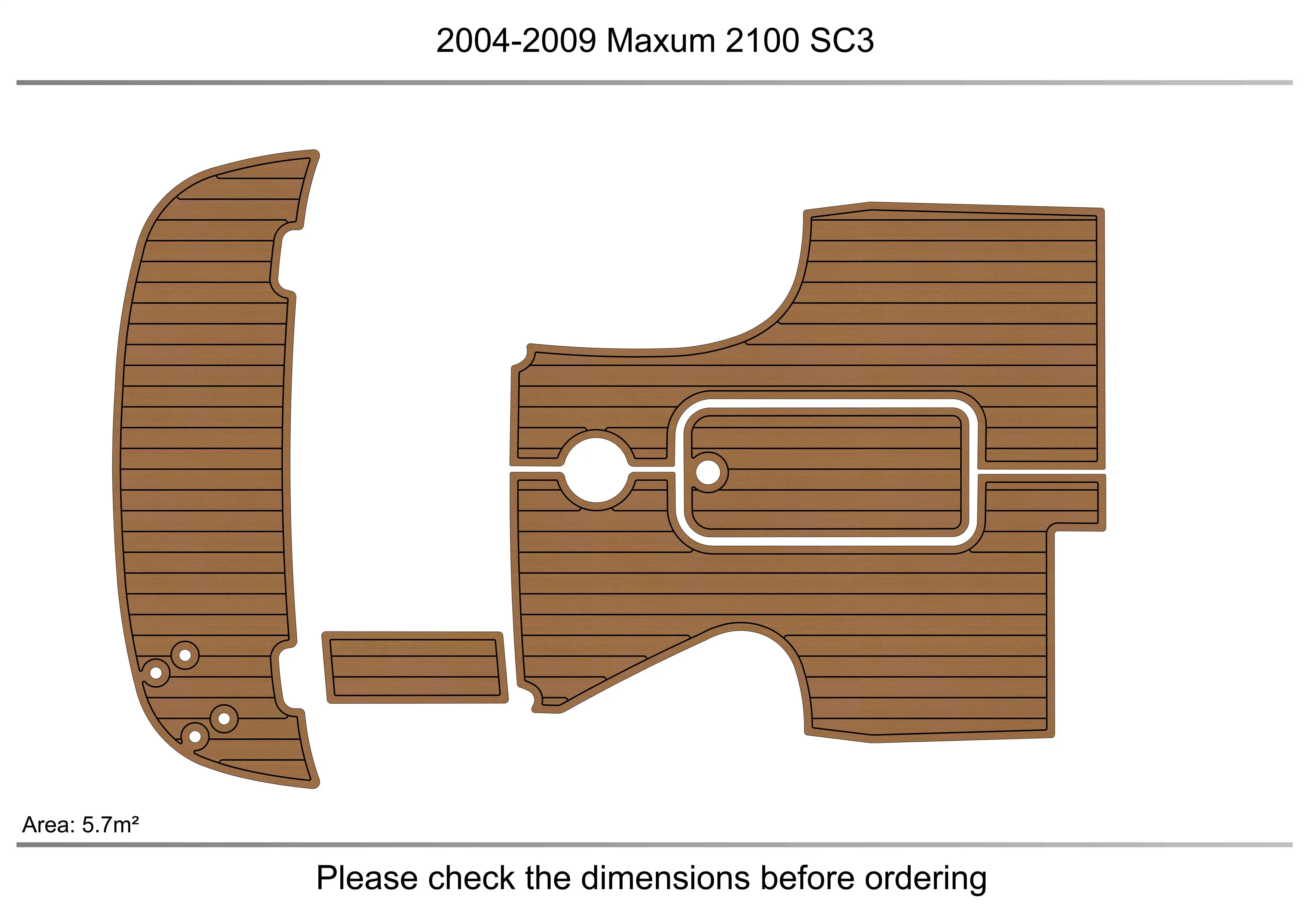 

2004-2009 Maxum 2100 SC3 Cockpit swim platform 1/4" 6mm EVA fAUX carpet Water Ski Yacht Fishing Boat Non-slip mat floor