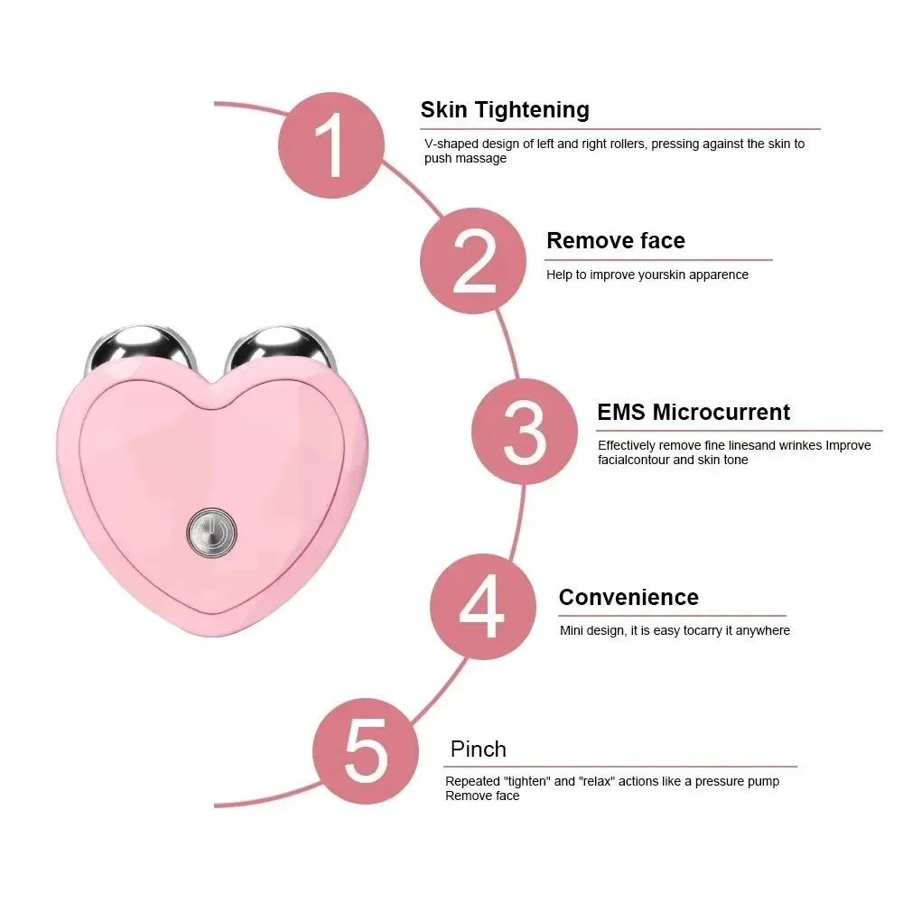 Facial Massager EMS Face Lifting Machine Microcurrent Roller Skin Tightening Rejuvenation Beauty Charging Anti Wrinkle
