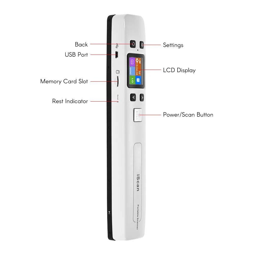 mini scanner de documents portable sans interface format stylo avec carte tf