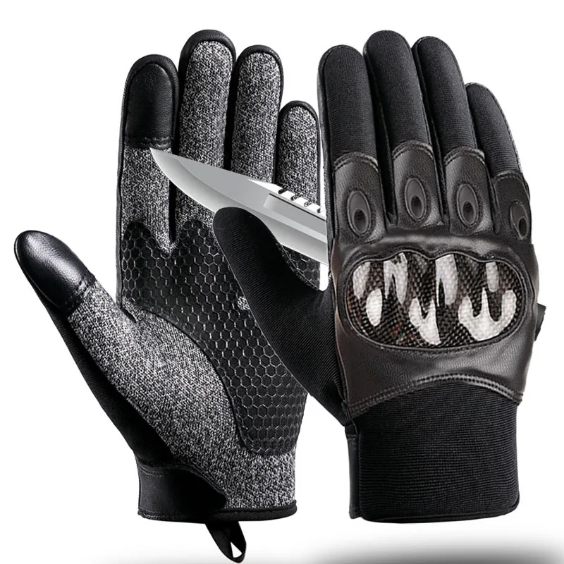 

Men's Motorcycle Leather Sheepskin Gloves Anti-cut Gloves Microfiber Silicon Carbon Fiber Breathable Touch Screen Non-Slip