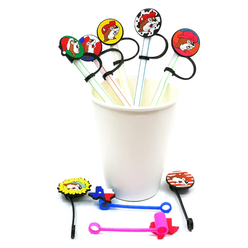 8PCS PVC Bad Bunny Straw Topper Heart Creative Straw Cover Drink