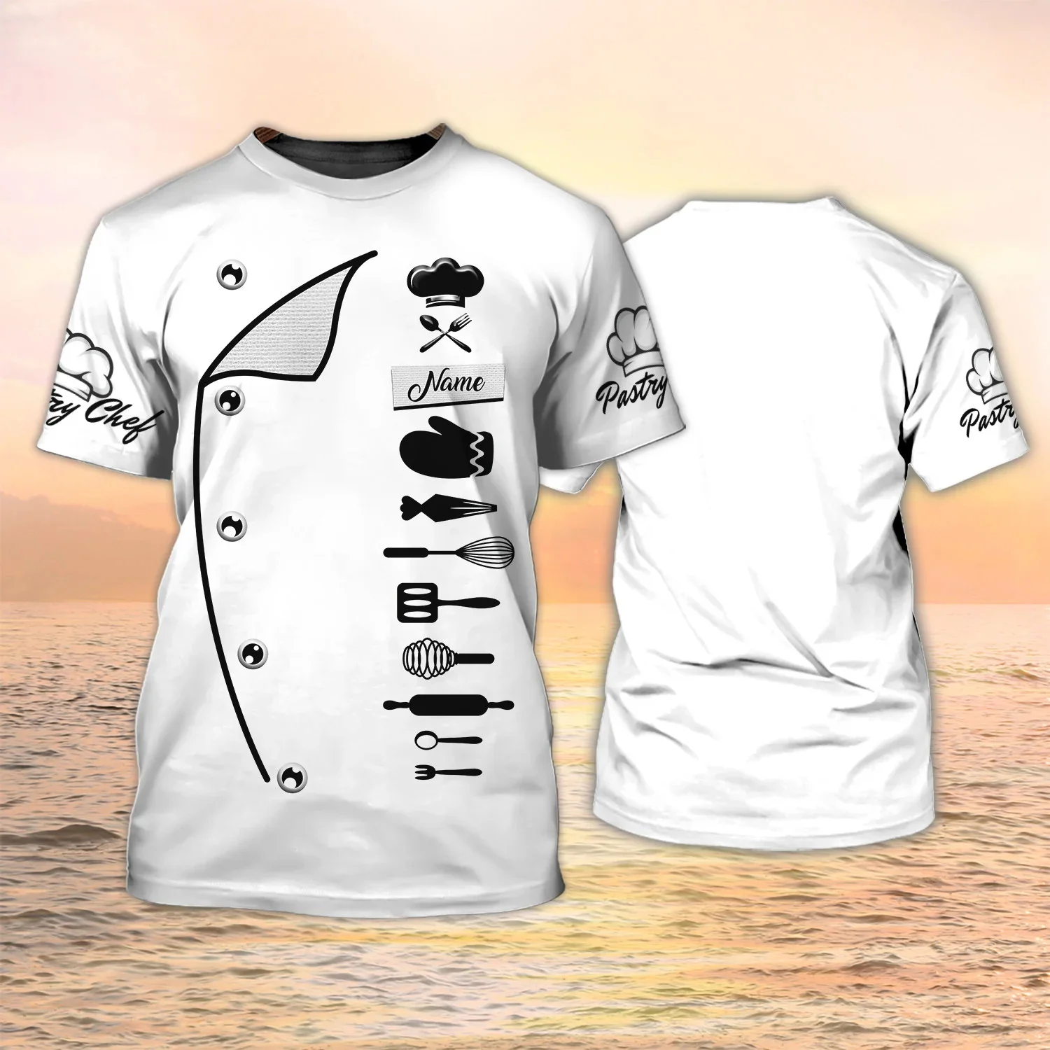 PLstar Cosmos Neueste Sommer Herren T-shirt Konditorei/Bäcker Benutzerdefinierte Name 3D Gedruckt t-shirt Unisex Casual Bäckerei Uniform DW98 – Detail 36