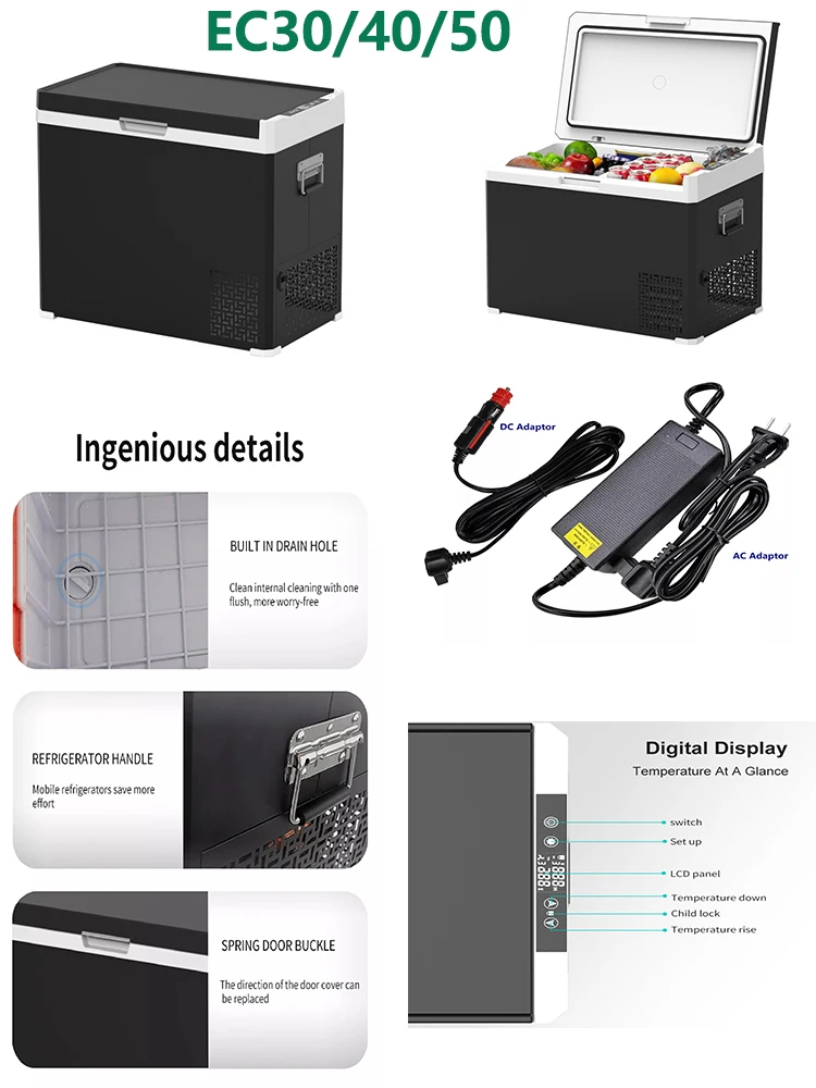 30/4050Liter Auto Car Refrigerator DC12V Compressor Portable Freezer Fridge Quick Refrigeration Travel Outdoor Camping Cooler