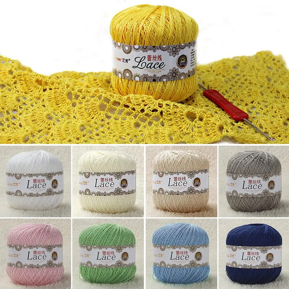 50g/볼 소프트 니팅 자수 공예용 실 크로셰 울 자수 면 레이스 핸드 니트 실 DIY 뜨개질