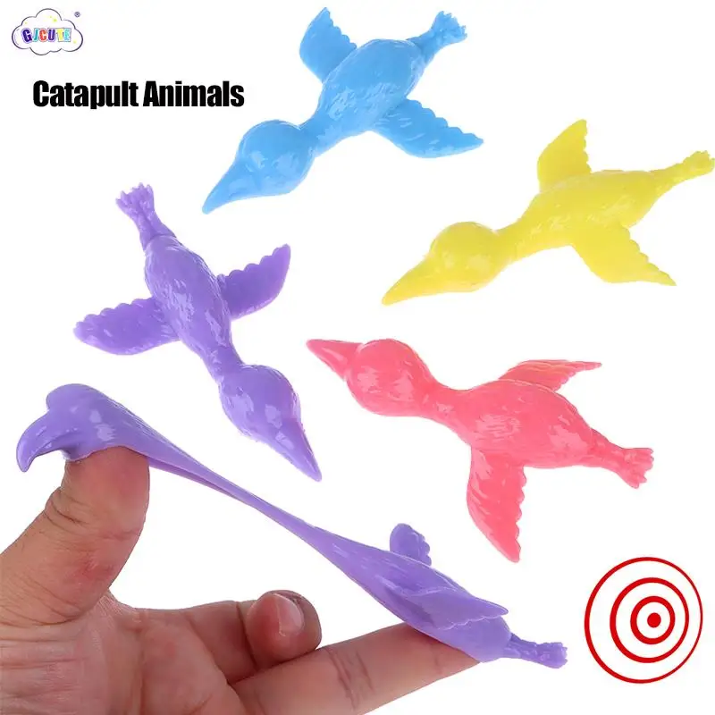 

5pcs Funny Finger Catapult Launch Turkey Tricky Slingshot Chick Practice Chicken Elastic Flying Birds Sticky Decompression Toys