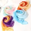 Summer Sunscreen Chiffon Georgette Silk Scarf Women's Thin Gradient Color Solid Bandana Peplum Elegant Long Shawl Scarves Hijab 6
