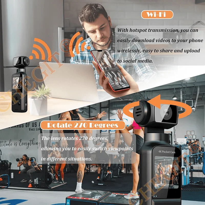 1.33" Screen 270° Rotatable 5K WiFi UHD Camera Anti shake Portable pocke Outdoor Sports DV 4K Video Recorder Camcorder Cam