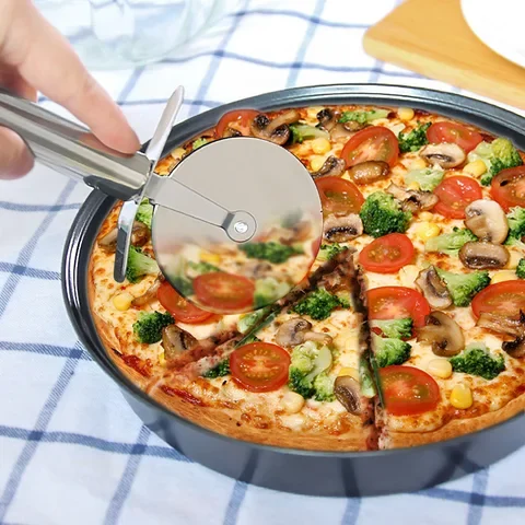 

Pizza Pan Non-Stick Carbon Steel Bakeware Round Deep Dish Pizza Plate Mould Tray Mold Kitchen Gadgets Baking Tools
