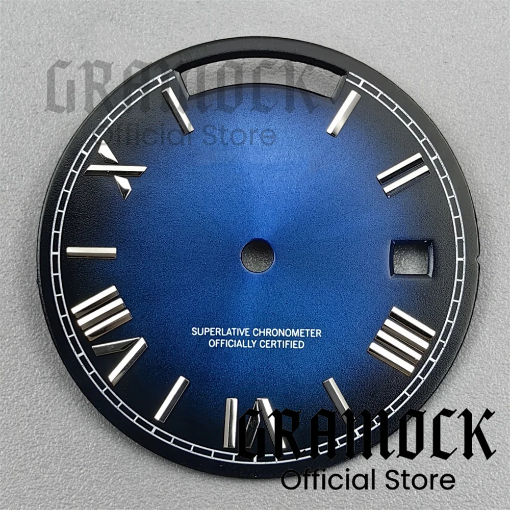 Sky Blue and Coffee Grey Sunburst Watch Dial with Roman Edge Markers - Dual Calendar Week Display
