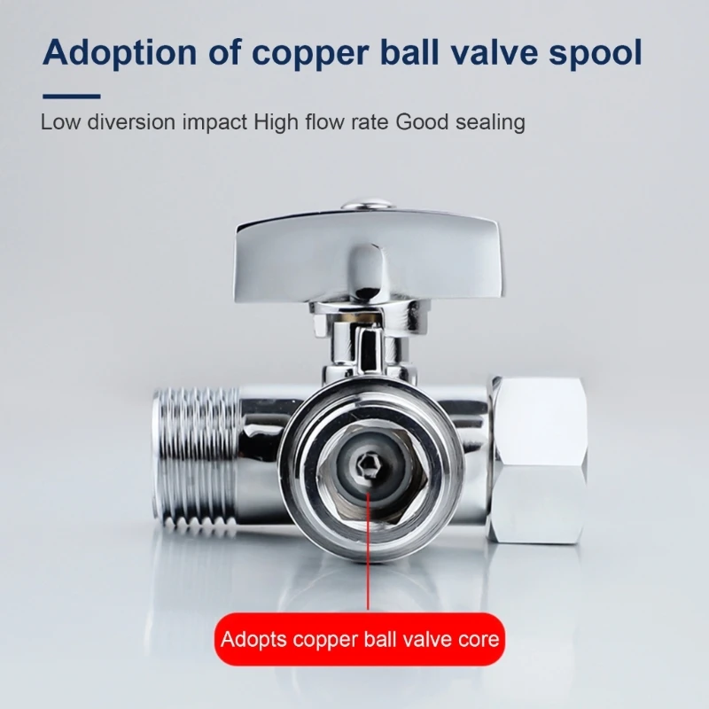 1/2 X 1/2 X 1/2'' Tees Stop Valves 3 Way Diverters Connector Toilet T Adapter for Dishwasher Washing Machine Easy to Use