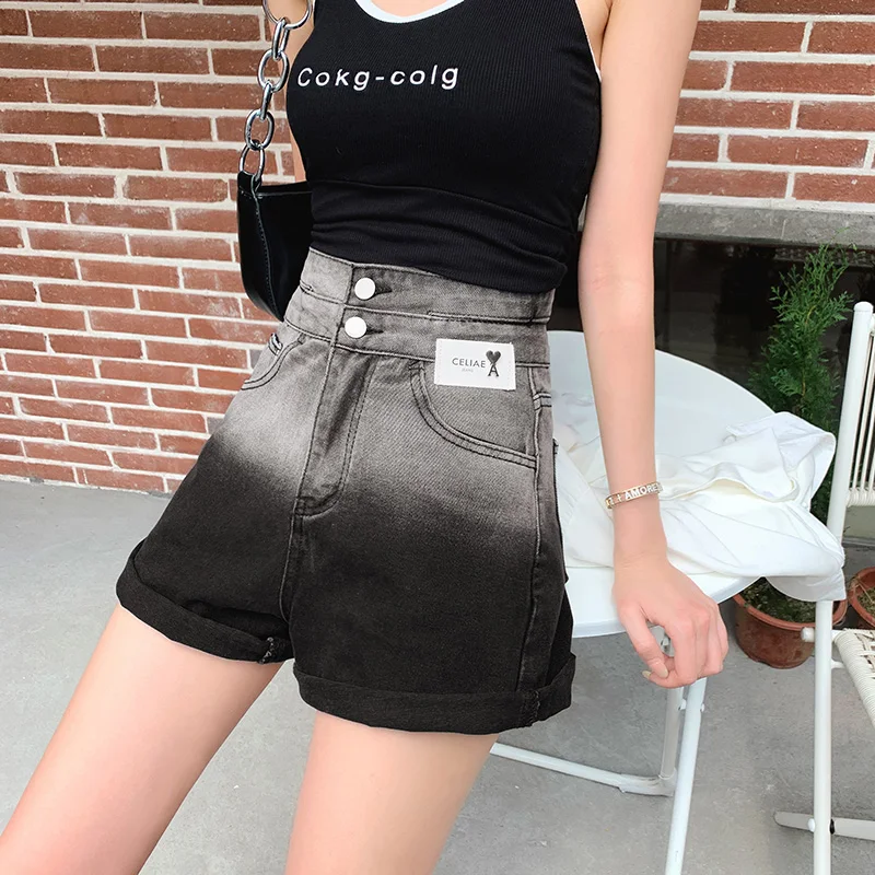 

Spice Girls Streetwear Gradient Design Short Jeans Women Summer Autumn Fashion Popular Lady High Waist Denim Short Dropshipping