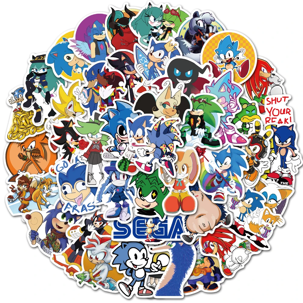 Cartoon Stickers-50pcs/Pack Sonic Creative The Hedgehog Refrigerator Graffiti Luggage Book Notebook Sticker Kids Gifts