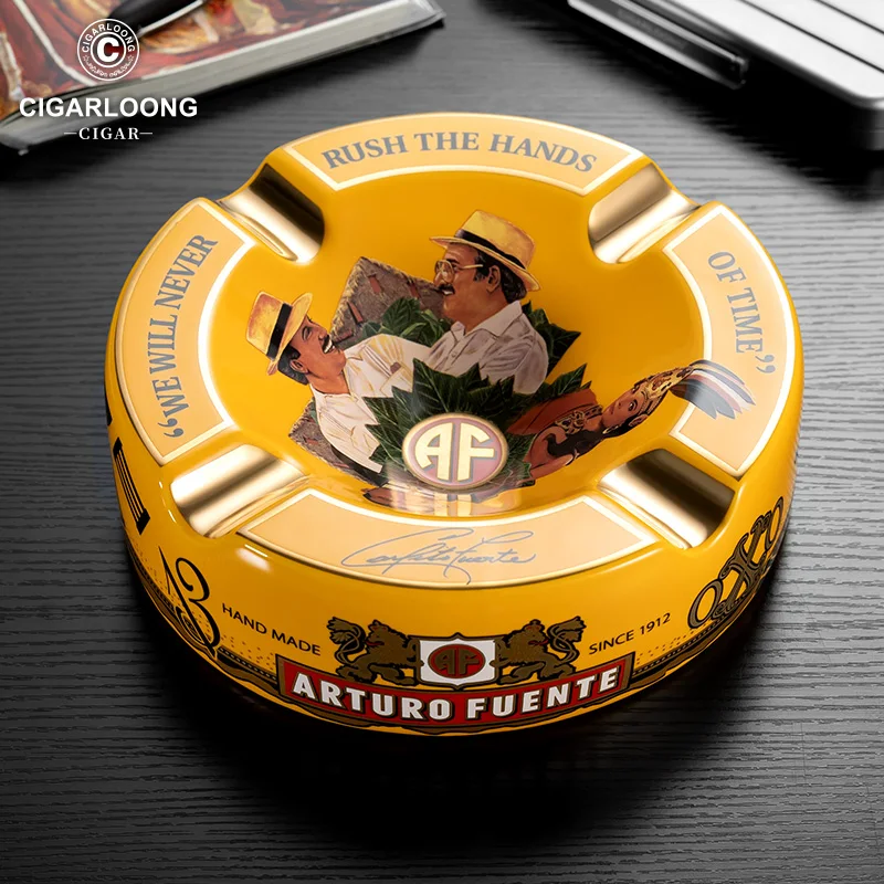 Ceramic Ashtray Cigar Ashtray Ceramics Creative Round Ashtray 4 Large Caliber Slot Home Decoration Smoking Accessory Gift Box CG-24I1 Cigarettes Ashtray