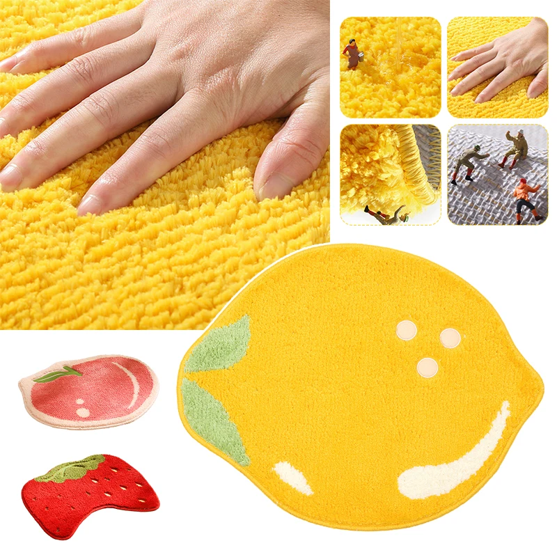 2021, Flocking Fruit Lemon Shape Bathroom Rug Mat Cute Cartoon Bath Mat  Kids Bat