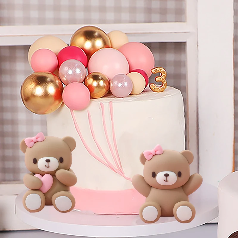 BOXOB Ensemble De Décorations De Gâteau En Forme D'ours Bleu, Pour Fête Prénatale Et D'anniversaire Avec Ours à Bascule, Voiture De Cheval à Bascule
