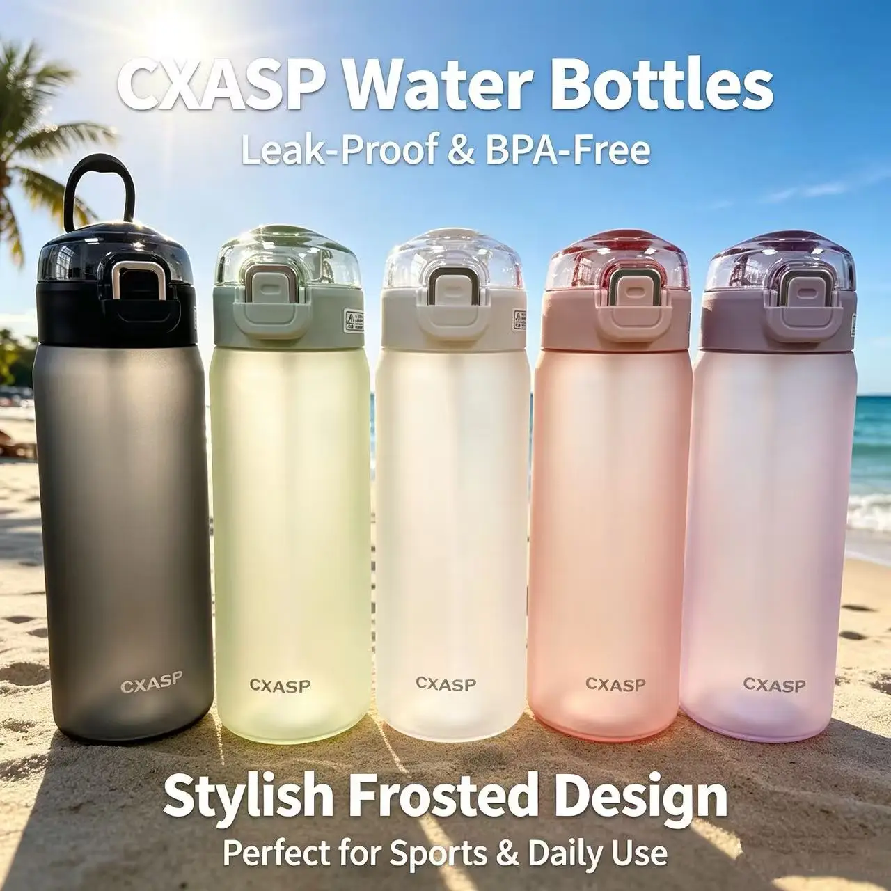 Eco-Friendly Leakproof Water Bottle with Soft Straw & Hidden Handle, 600ml Capacity
