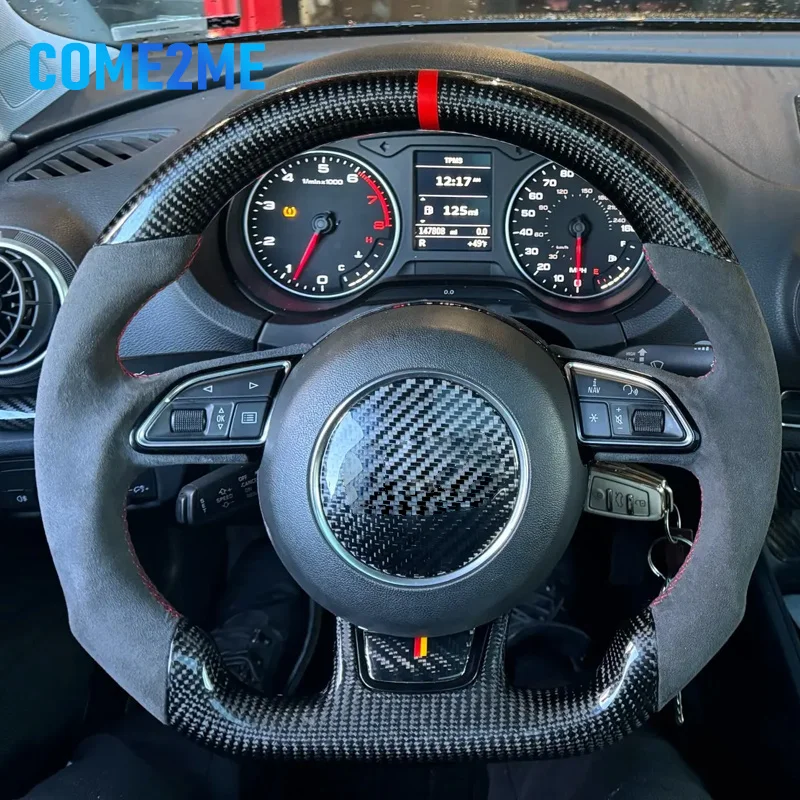 Per Audi A3 Volante In Fibra Di Carbonio Fusca A4 A5 A6 A7 Q3 Q5 Q7 Volante Sportivo A Fondo Piatto