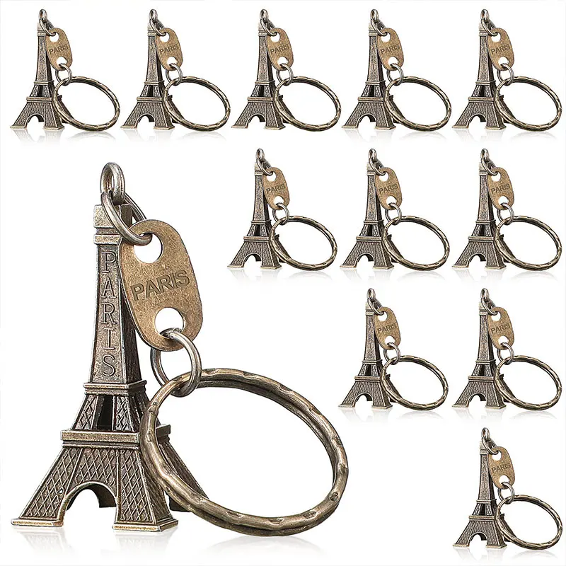 

200Pcs 3Colors Eiffel Tower Key Chain Key Ring Car Motorcycle Keychain Height Metal Creative Model Keyring For Christmas Gift