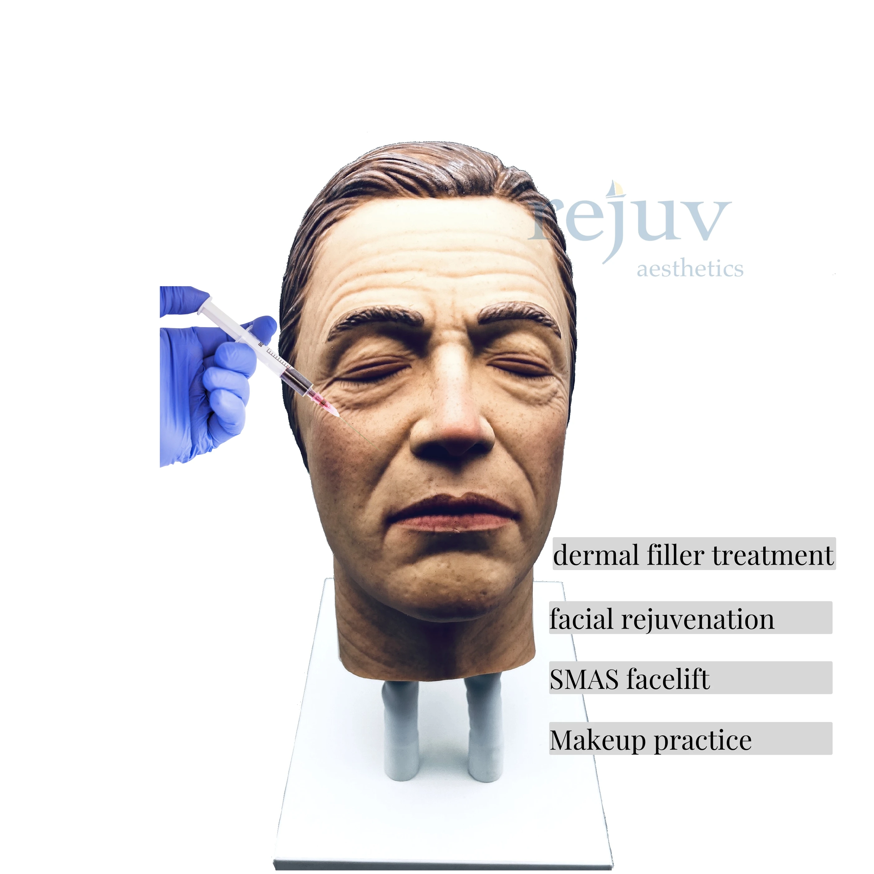 Male Realistic Injection Mannequin Face Training Model Training Head for Facial Injections Light Skin with Masculine Features 2