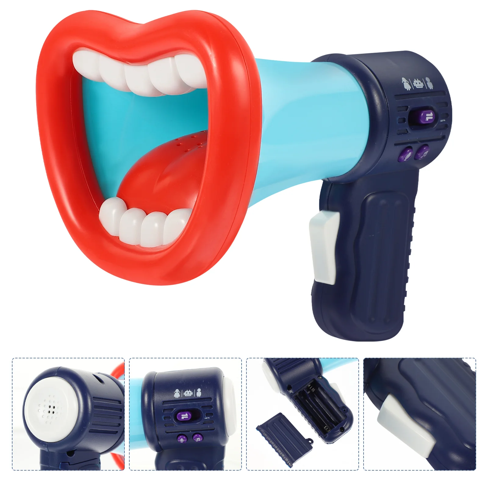 

Multi Voice Changer Large Mouth Voice Changing Amplifier Handheld Loudspeaker Megaphone Trick Joke for Children Kids Blue
