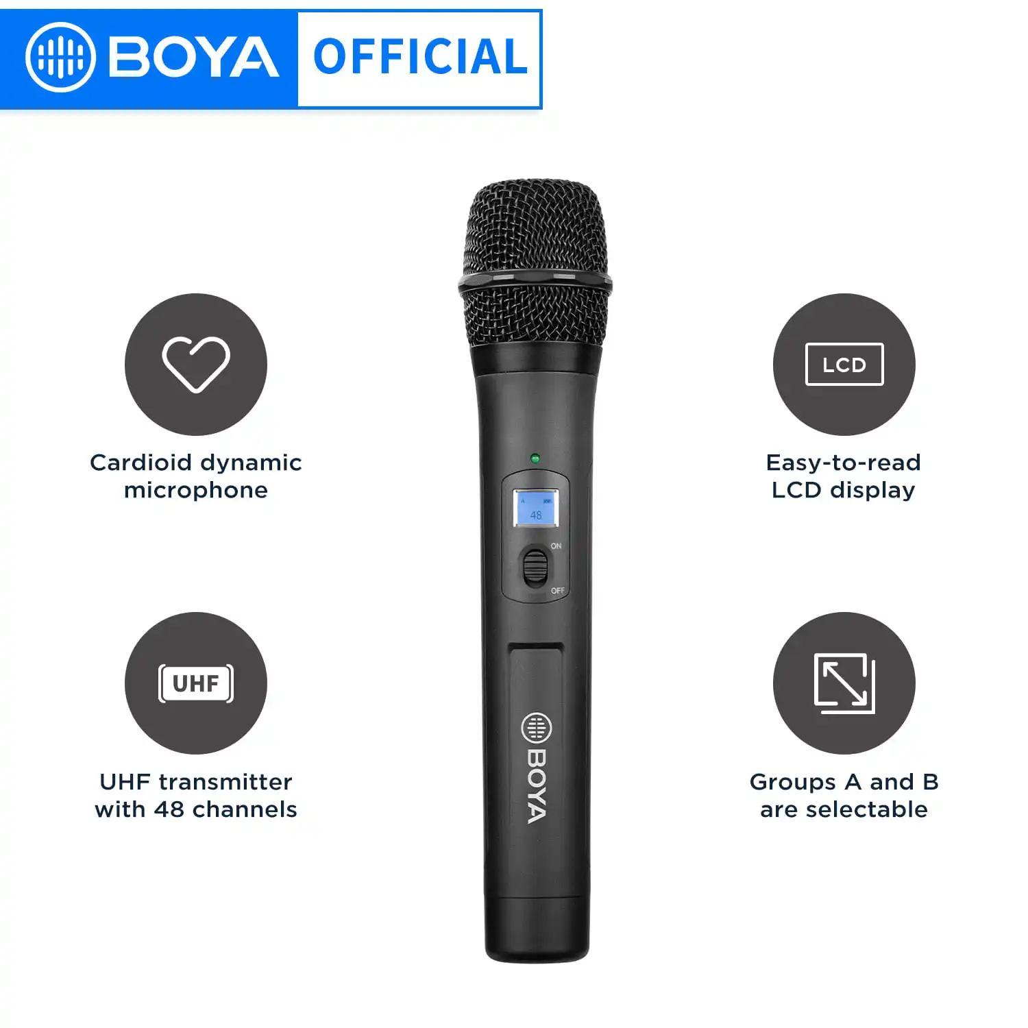 Boya By-Whm8 Pro Uhf Microfono Portatile Senza Fili 48 Canali Display Oled Mic Dinamico Per By-Wm8 Pro K1 K2 Kit Ricevitore Rx8 Pro
