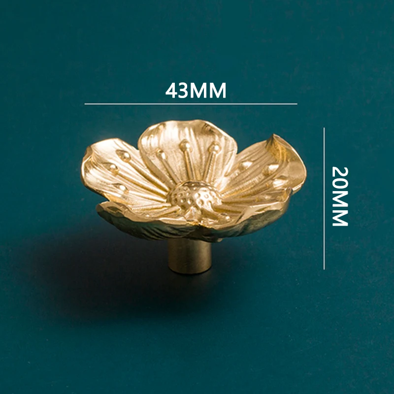 1PC  Knob Cabinets Plum Blossom Furniture Handles Cabinet Pulls Brass Cabinet Knobs For Furniture Flower Hardware Golden