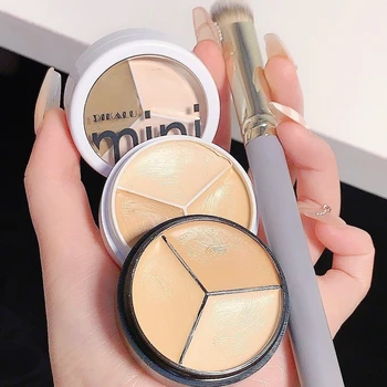3 colori correttore crema copertura completa acne spot occhiaie contorno correttore tavolozza con pennello idratante cosmetici trucco