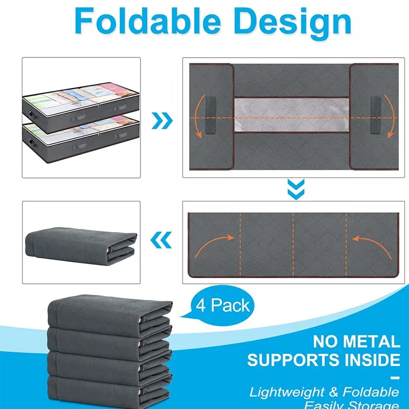 Non-woven Underbed Quilt Storage Bag Organizer Wardrobe Clothes Dust Moisture-proof Finishing Bag Foldable Storage Box 100x50x15 5